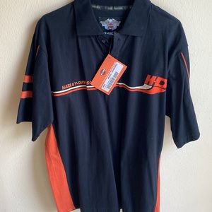 Harley Davidson Vintage Speed Polo Black Embroidered NWT Mens Large 100% cotton